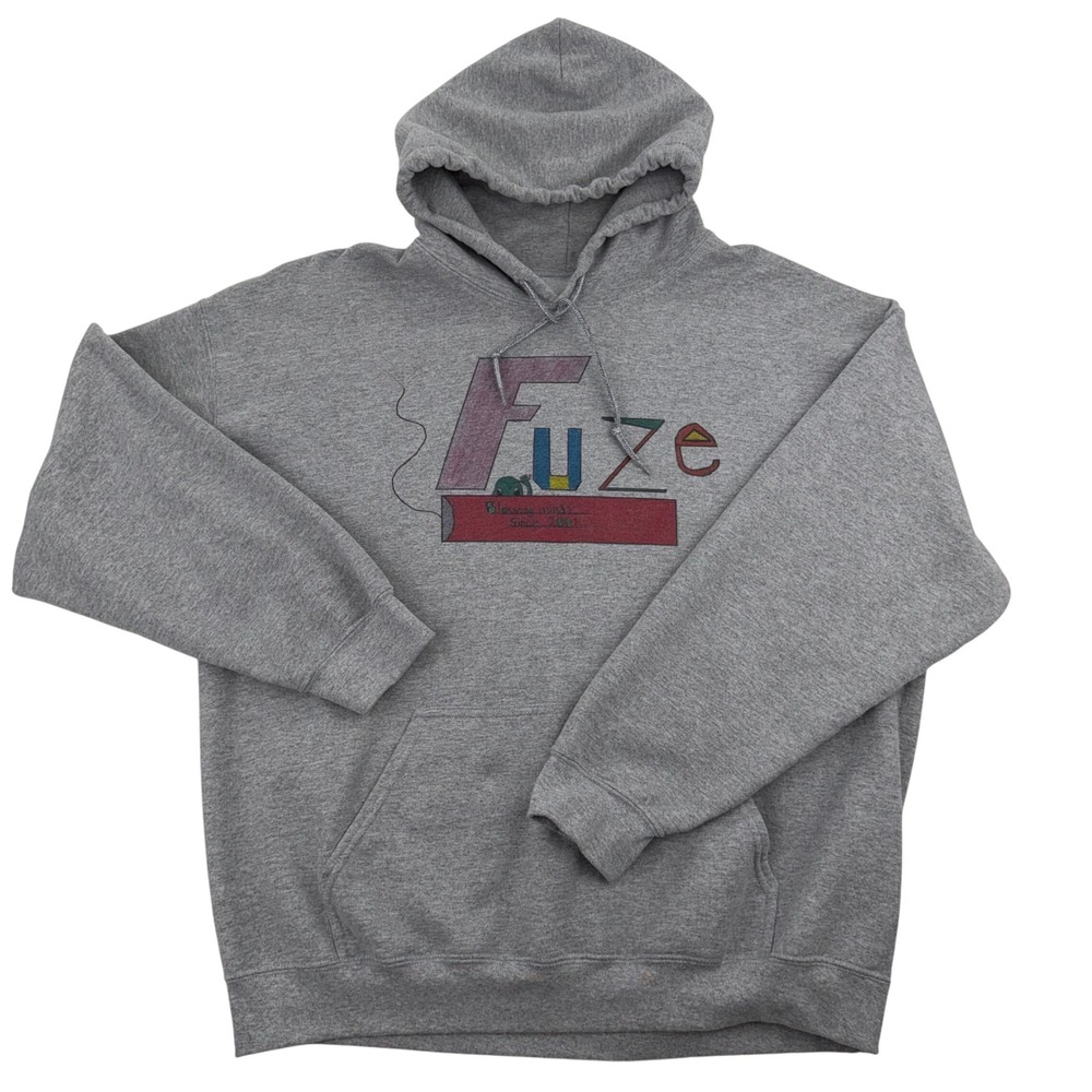 Grey Oversized Pullover Fuze 2001 Hoodie Mens XL Streetwear Skater Grunge Basic